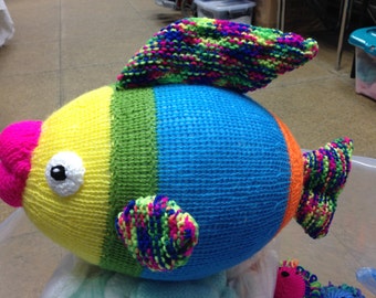 Items similar to Hand painted green stuffed fish - softie animal ...