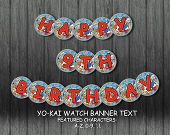 Yo-Kai Watch Themed Banner Text / Anime / Party Favors/ Invitation / Instant Digital Download / DIY / Ready For Print / PDF