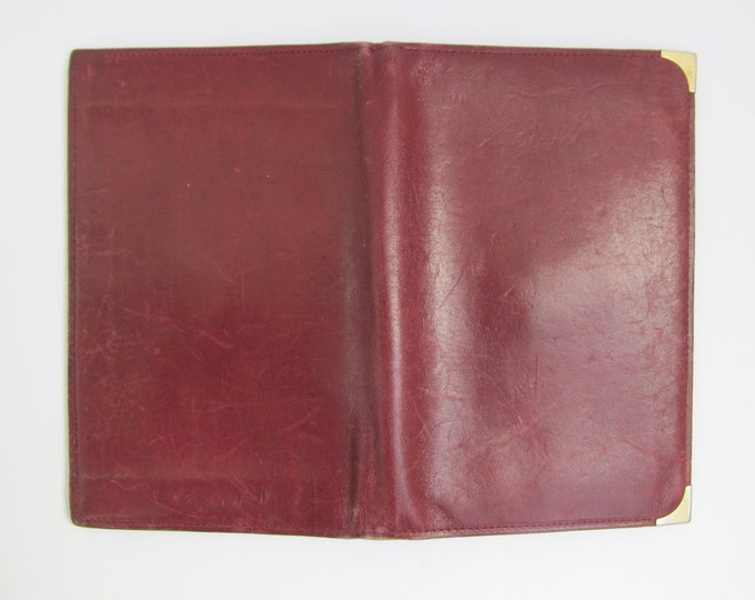 Vintage leather travel wallet, burgundy/ wine red purse, passport cover, world traveller gift idea
