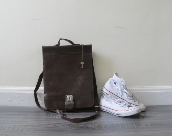 Leather messenger bag, Vintage crossbody, briefcase attache laptop bag manbag