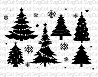 Christmas Tree SVG Cut Files - Christmas Monogram for Vinyl Cutters, Screen Printing, Silhouette, Die Cut Machines, & More
