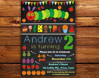 Very Hungry Caterpillar Birthday Invitation,Very Hungry Caterpillar party, Caterpillar Birthday Invitation -DIGITAL FILE (AZ)