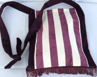 Silky Stripes & Coruroy Messenger Bag/Shoulder Bag/Cross Body Bag/Purse/Tote/Fabric Bag