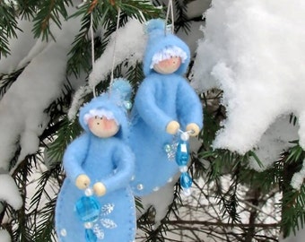 Winter Decoration Glitter Snow Angel (white) and Sparkle Ice Angel (blue)