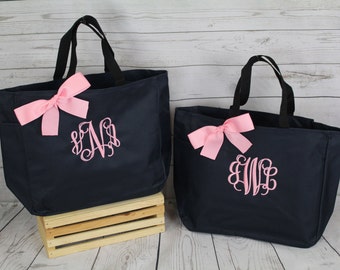 11 Personalized Bridesmaid Tote Bags Personalized Tote, Bridesmaids Gift, Monogrammed Tote, Interlocking Vine Monogram, Wedding Day Tote Bag