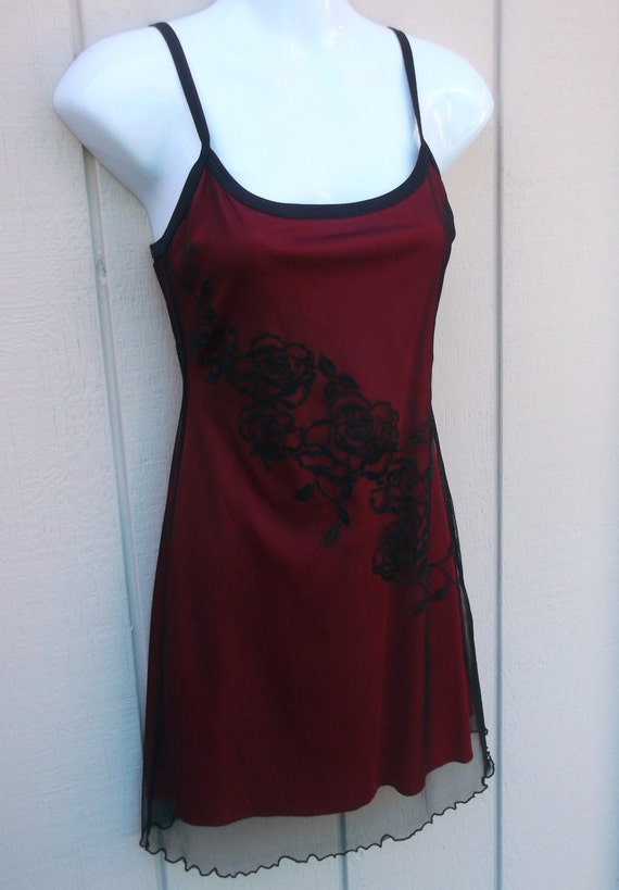 Red snake sheer mesh elastic waist panties dresses