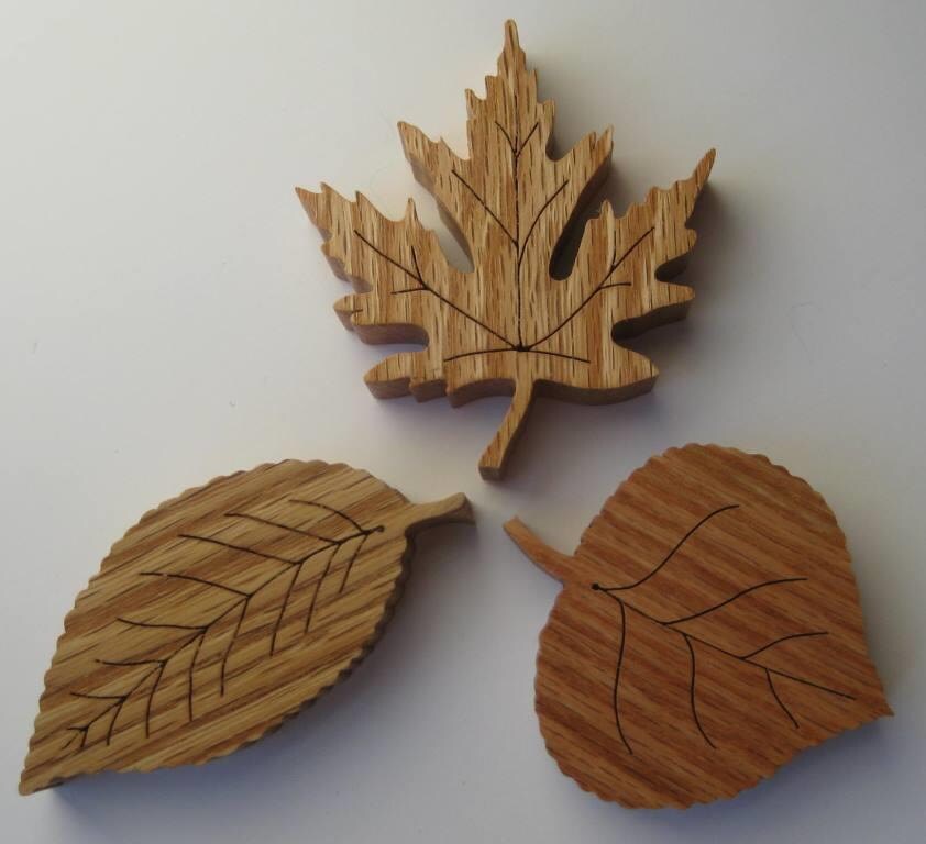Autumn Leaves Set of Three Scroll Saw Wooden Leaves Great