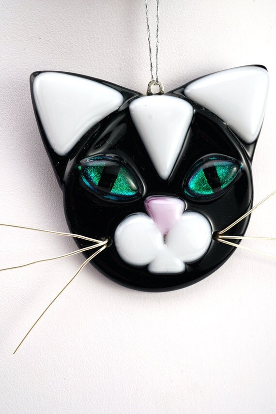 Black cat glass ornament