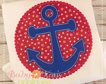 Pearl Framed Anchor Applique Design 4x4, 5x7, 6x10, 8x8