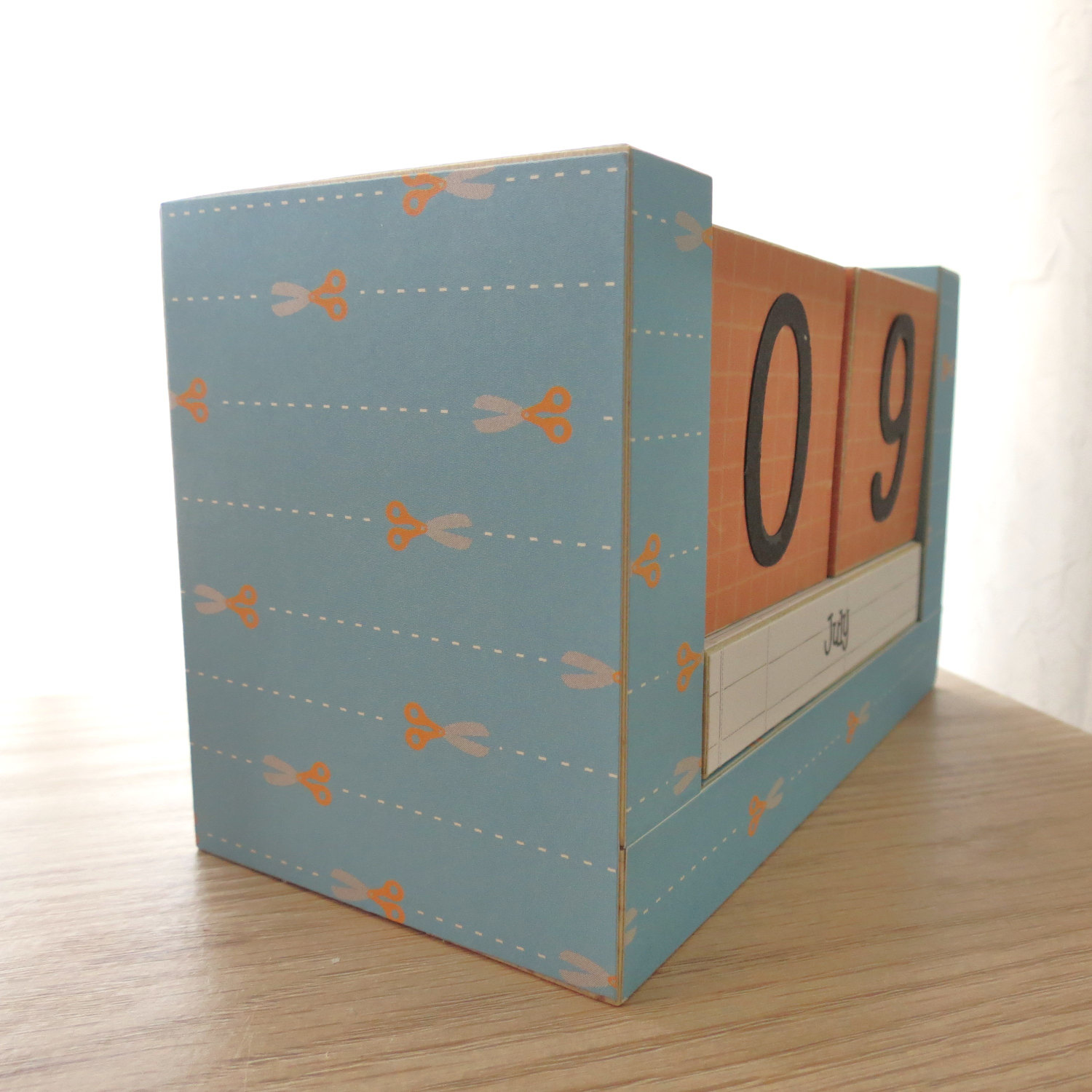 Calendar Wooden Blocks : Perpetual wooden block calendar cut on the line scissors Calendar Wooden Blocks : Perpetual wooden block calendar cut on the line scissors