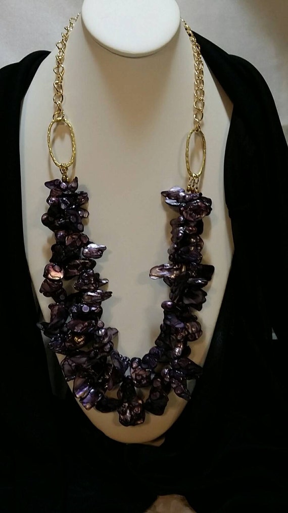 Purple Freshwater Pearl Multistrand Baroque Necklace
