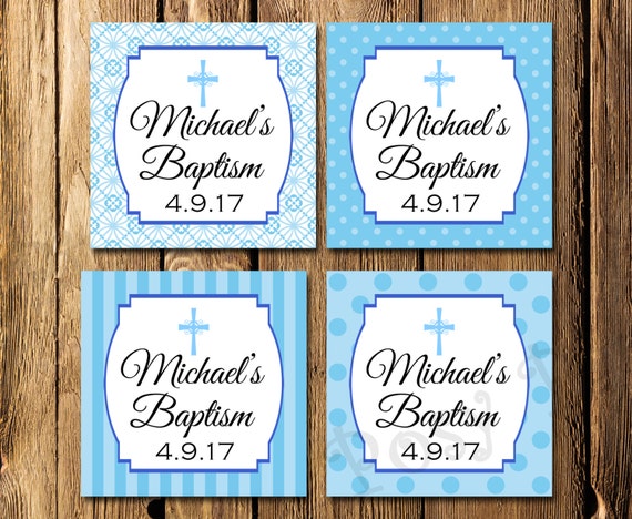 Printable Baptism Boy Gift Favor Tags