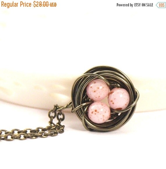 Sale Birds Nest Necklace, Gift For Mom, Grandmother, Expectant Mother