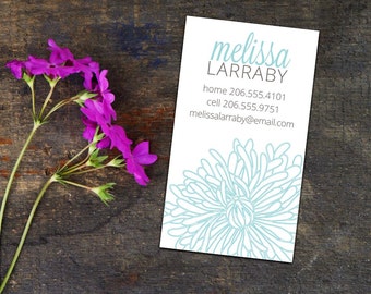 Peeking Chrysanthemum Calling Cards, Business Cards, Set of 50 Cards, Set of 100 Cards, Personalized Contact Cards, Floral Calling Cards