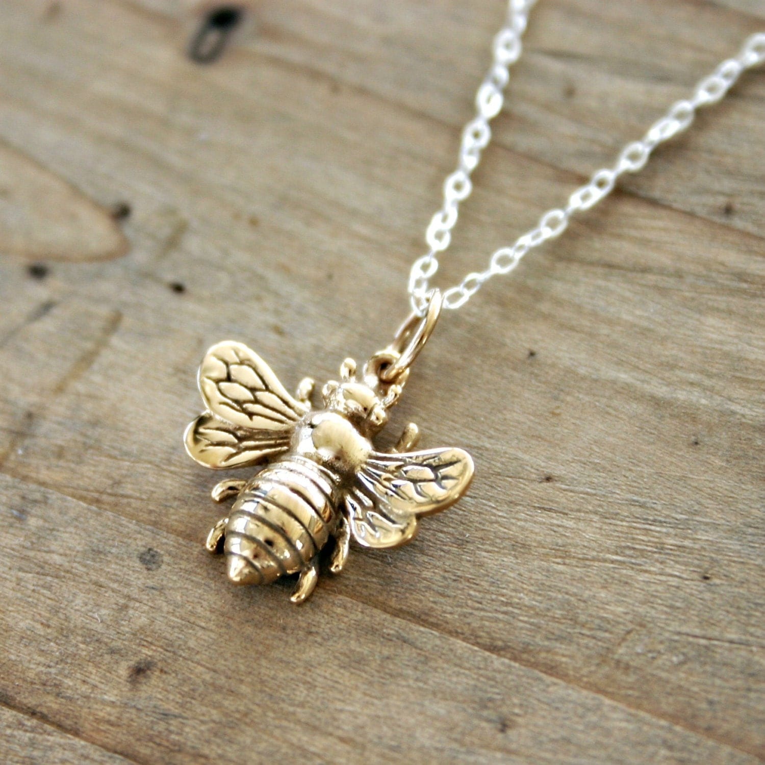 Large bronze bee necklace Symbol of friendship jewelry