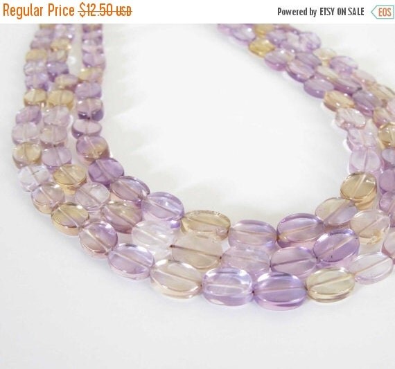 SALE Ametrine Flat Oval Beads Amethyst Beads by TheBeadStore