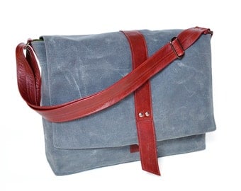 Crossbody Canvas Bag, Messenger Bag, Waxed Canvas Handbag, Crossbody Laptop Bag, Shoulder Bag, Waxed Canvas Purse - The Sloane Bag in Stone