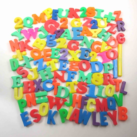 Vintage Plastic Colored Alphabet Letters Numbers and Symbols