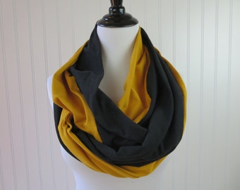 Steelers Scarf - Gold and Black Infinity Scarf - Pittsburgh Steelers Scarf - New Orleans Saints Scarf - Saints Scarf - Mizzou Scarf