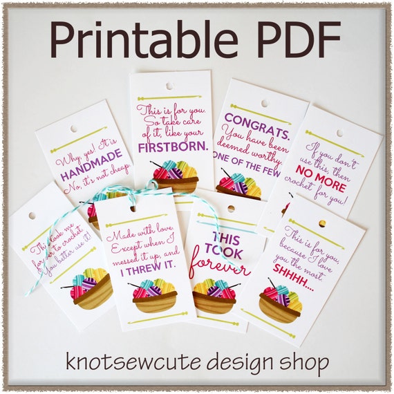 GIFT TAGS Crochet Printable PDF Instant Download by knotsewcute