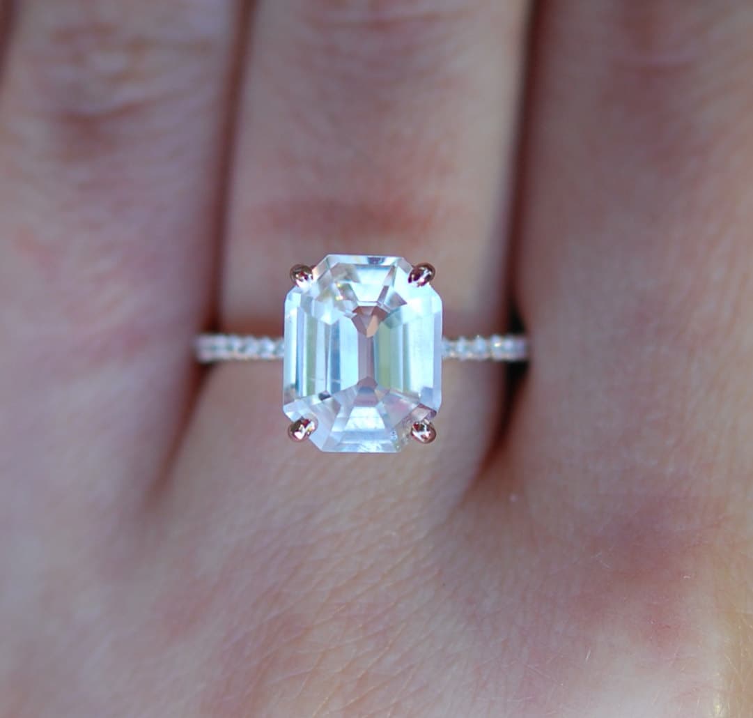 sapphire emerald cut engagement rings