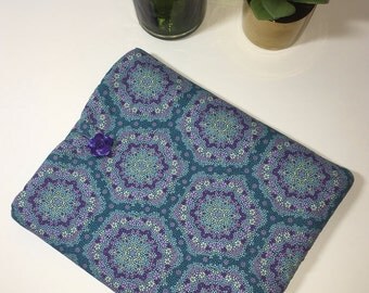 iPad Case, iPad Cover, Tablet Case, Fabric iPad Case, Gift Idea, Purple and Teal iPad Cover