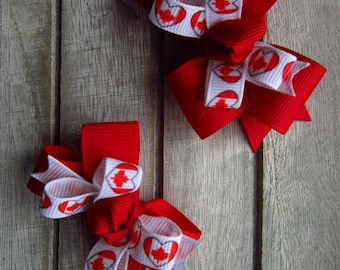 Canada Day hair bows, girls hair bows, classic hair bows, Canada hairbows , hairbows, hair clips, barrettes, Canada Day accessories