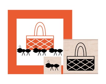 Picnic Basket and Ant Rubber Stamp Set