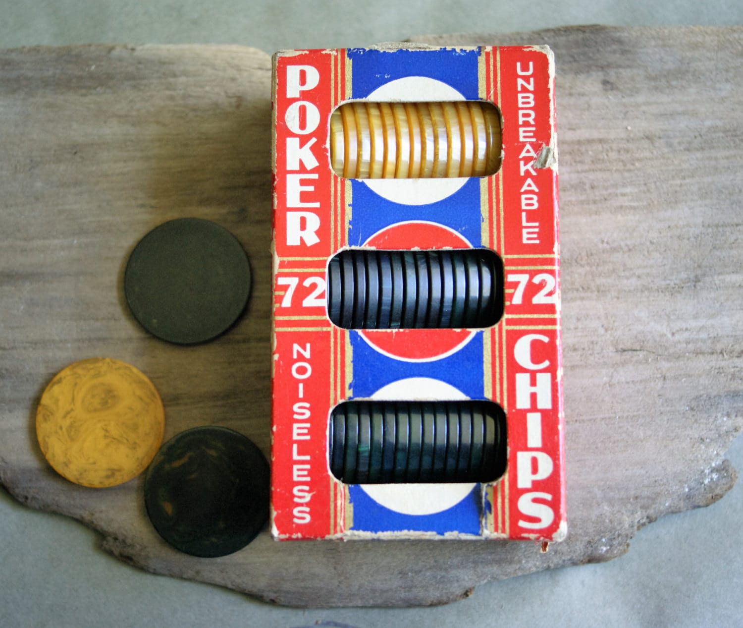 Vintage Bakelite Poker Chips in Marbled Butterscotch Yellow