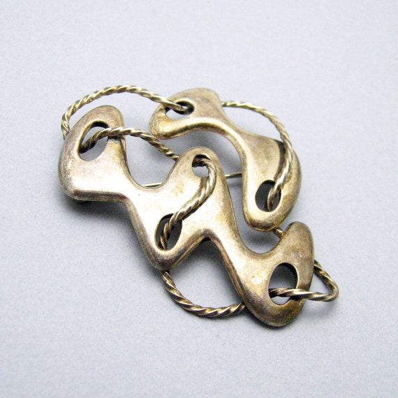 Sigi Pineda Modernist Sterling Brooch Vintage Tasco Jewelry