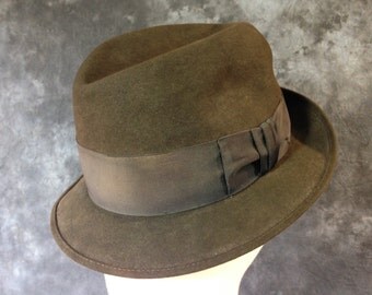 60's brown wool felt stingy brim 7 1/2 faded