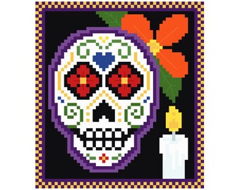 PDF -- Sugar Skull Halloween Cross Stitch Pattern