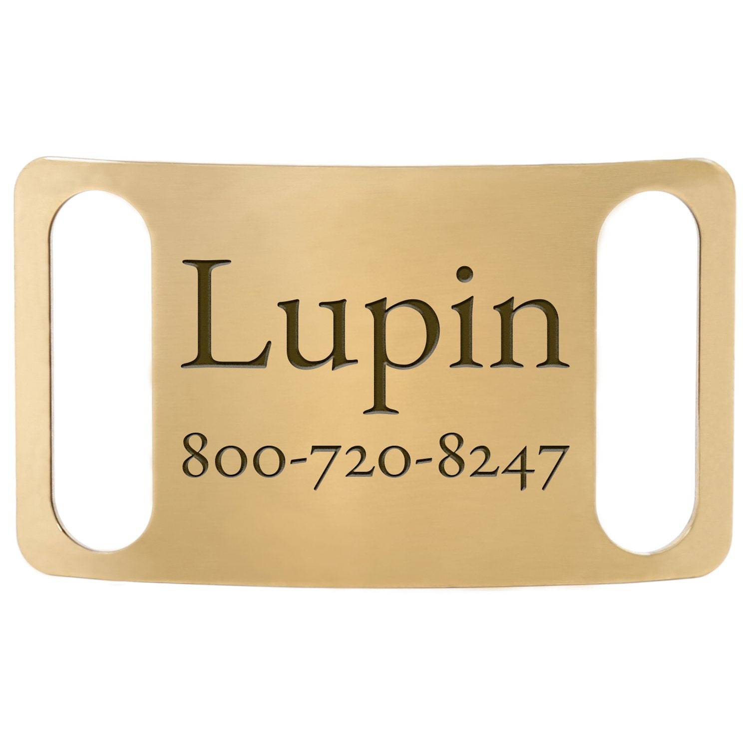 Brass SlideOn Dog Collar Nameplate For Open Ended Collars