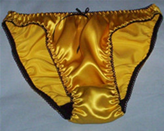 Sunshine Yellow silk satin panties available in UK sizes 8