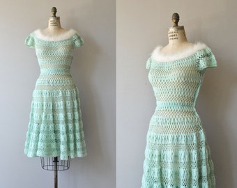 Chambonné knit dress | vintage 1950s dress | wool 50s knit dress