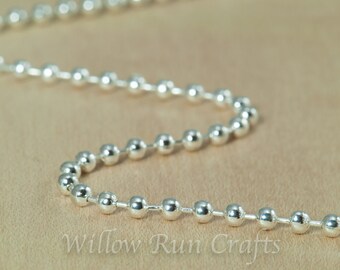 50 High Quality 2.4mm Shiny Silver Plated Metal Ball Chain Necklaces with Connectors Attached, 24 inch Length (15-40-262)