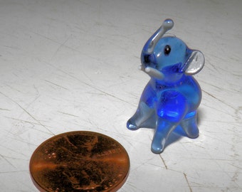 Glass Elephant Figurine, Hand Blown Glass Elephant, Vintage Collectible Blown Glass, Tiny Elephant Sculpture, Art Glass Miniature