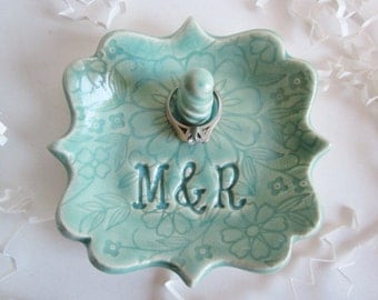 ring dish, ring holder, bride to be gift, monogrammed ring dish, hand made personalized ring dish