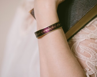 Inspirational Quote - Oscar Wilde Quote Cuff Bracelet - Boho Chic - Overdressed or Overeducated - Literary Gift For Book Lover - Book Gift