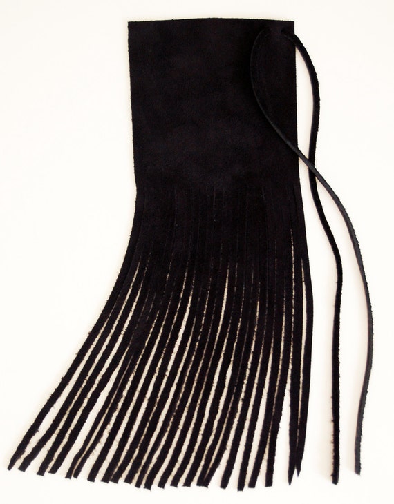 Black Suede Leather Hair Wrap Native American Inspired