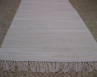 Handwoven White Rag Rug 25 x 70