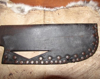 Vintage 1800's Brass Tack Leather Knife Sheath Native American Brass Tack Leather Sheath