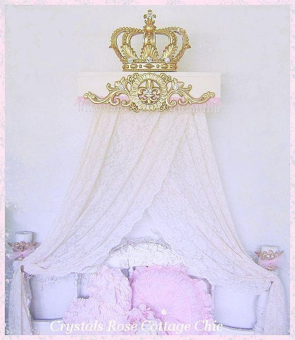Golden Glam Bed Crown Canopy Teester Vintage by sweetlilboutique