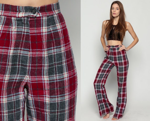 checkered bell bottom pants