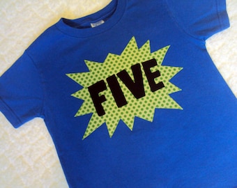 5 Year Old Birthday Shirt -SuperHero Birthday Shirt- Four Year Old Birthday, 6 Year Old Birthday, Comic Birthday Shirt, Boys Birthday Shirt