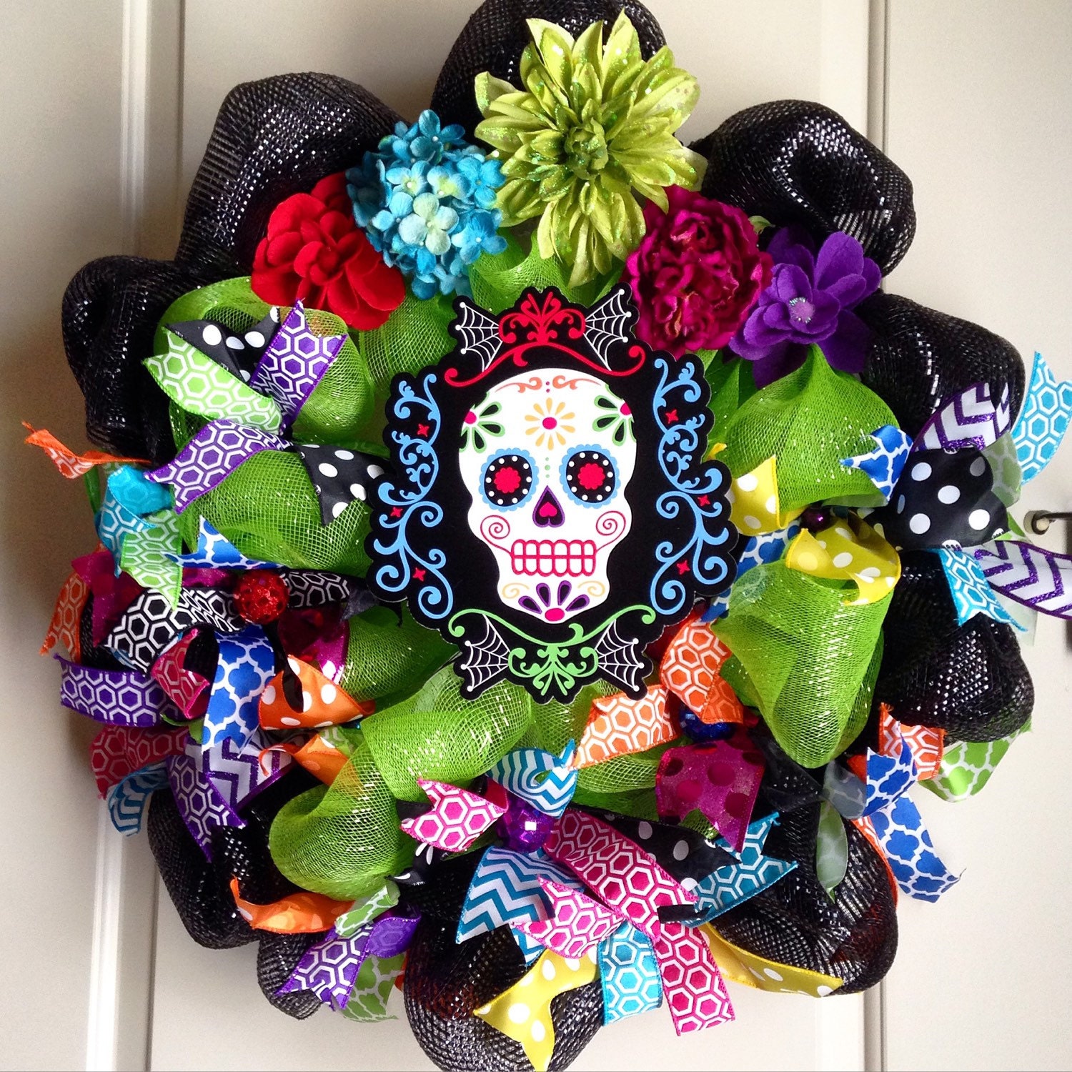 Day of the Dead Sugar Skull Wreath by LuciaMorris on Etsy