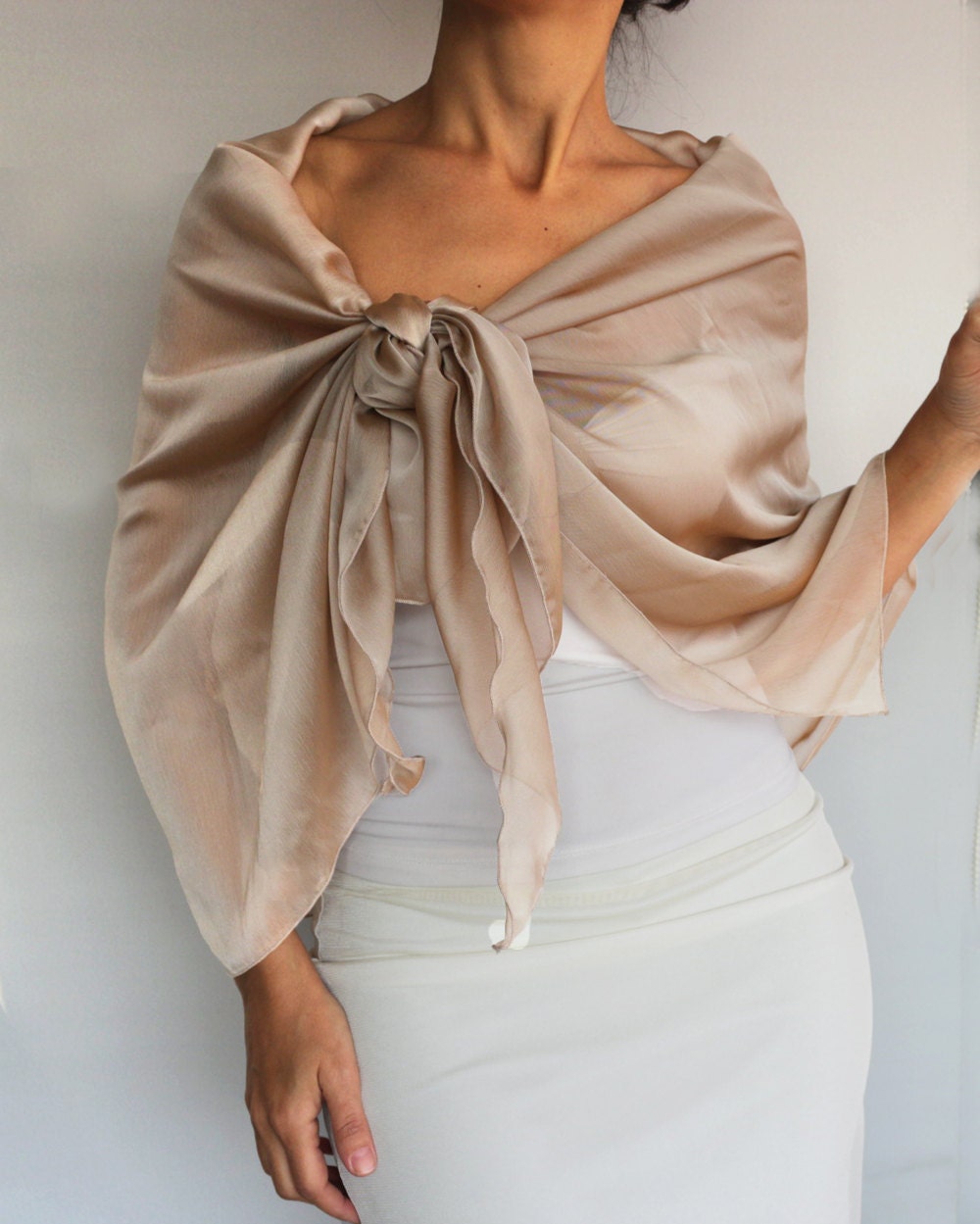 one shoulder scarf top