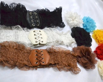 Wide elastic Lace belt, corset belt, lace up belt, corset lace up belt, black belt,white lace belt,camel belt, 24 inch to 28 inch,