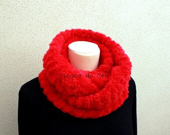 Knitted Neckwarmer in Red - Winter Fashion - Handmade by T. Catana - Gift for Her - Ready to Ship