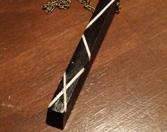 Scrimshaw Necklace Inlaid Ebony Piano Key OOAK Great Gift Idea
